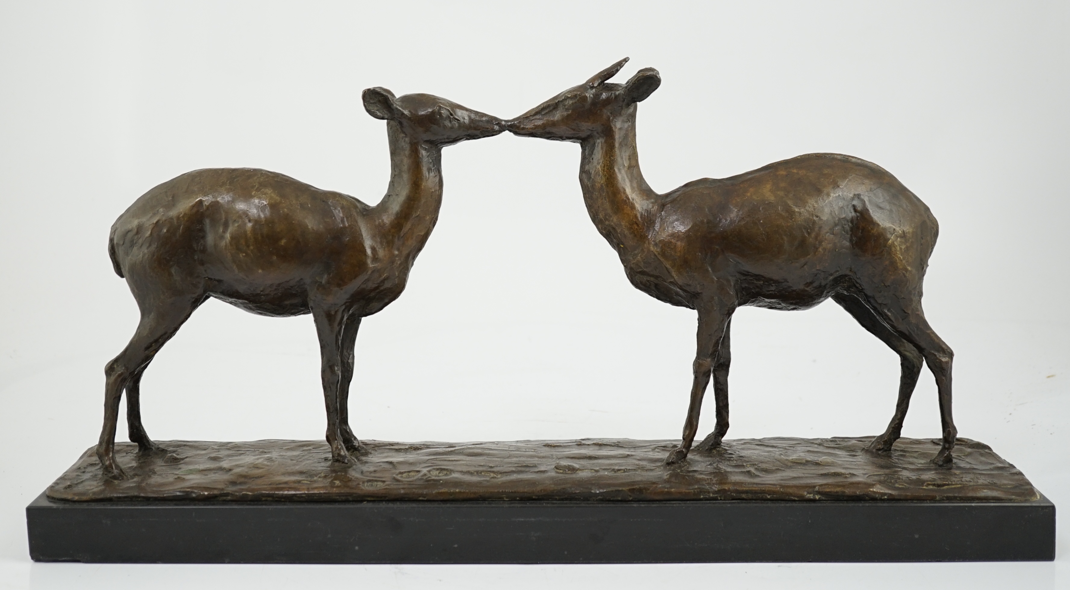 Samuel Granowsky (Ukranian, 1889-1942), an unusual bronze group of two deer